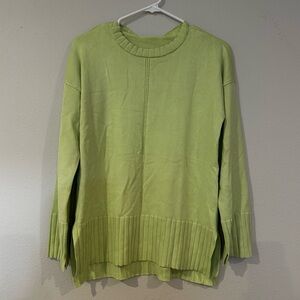 Neon green women’s oversized, size small tunic, long length sweater.